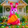 1,2M/4FT Frohe Ostern Aufblasbares Spielzeug Rosa Hase Dekoration Eingebaute LED-Lichter Modell Außenhof Gartenparty Requisiten Ornamente