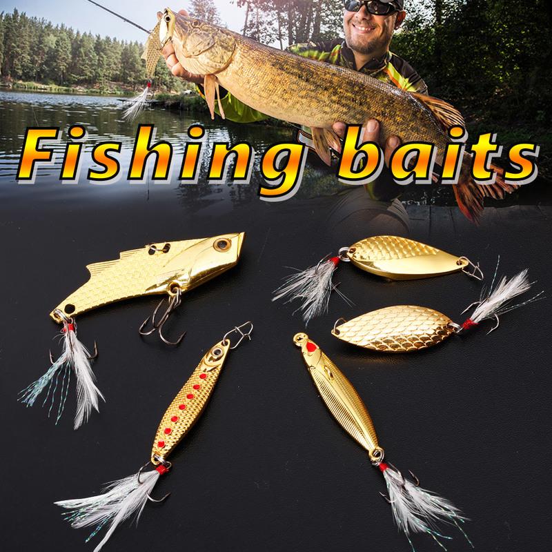 SOUGAYILANG 4pcs Fishing Bait Metal Material Realistic Fishing Bait Fishing Hooks Sea Fishing Baits