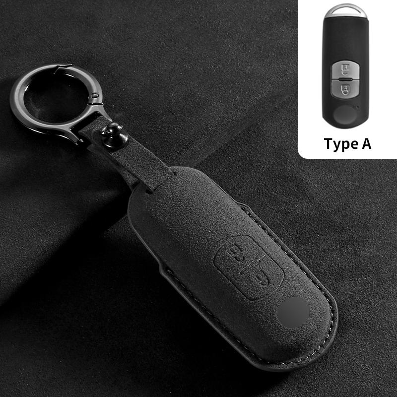 Interior Mouldings 2/3 Buttons Suede Car Remote Key Case Cover Shell For Mazda 2 3 6 Axela Atenza CX-5 CX5 CX-3 CX-7 CX8 CX-9 20