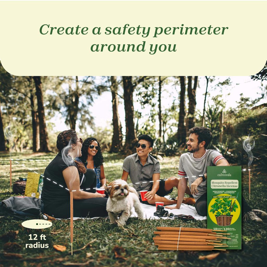 Natural Citronella Incense Sticks Outdoor - 18 Sticks, 40 hrs Protection