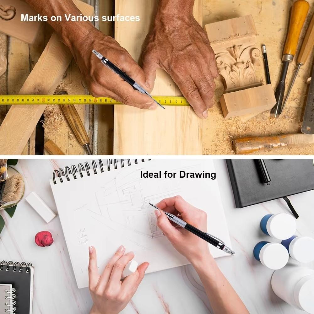 Metal Body Deep Hole Marking Pencil 2.0mm Automatic Pencil  Engineer Drafting