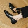 Fashion 2025 New Spring Women Loafers Round Toe Chunky Heel Shoes for Women Belt Buckle Women Pumps Brogue Shoes Genuine Leather