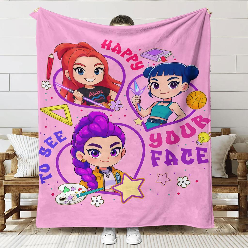 Blanket Print K - Pop Demon Hunters Flannel Blanket Latest Fashion Pop Girl Group