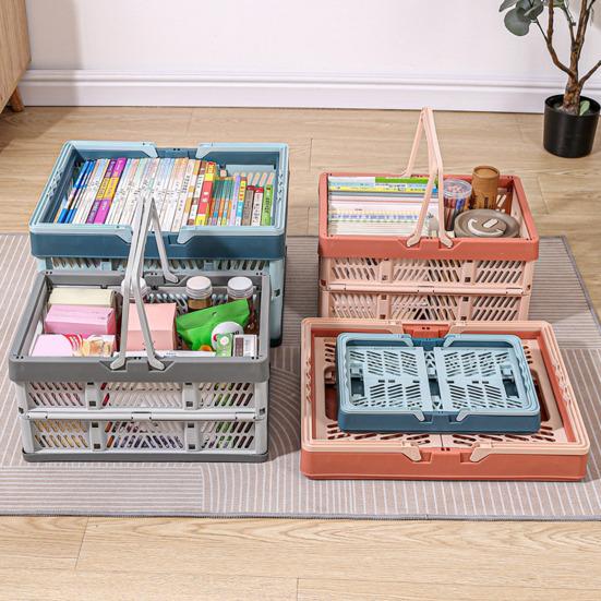Inklapbare Opbergkrat Plastic Opvouwbare Opbergmand Grote Capaciteit Stapelbare Krat met Handvatten voor Kantoor Slaapkamer Keuken Speelkamer
