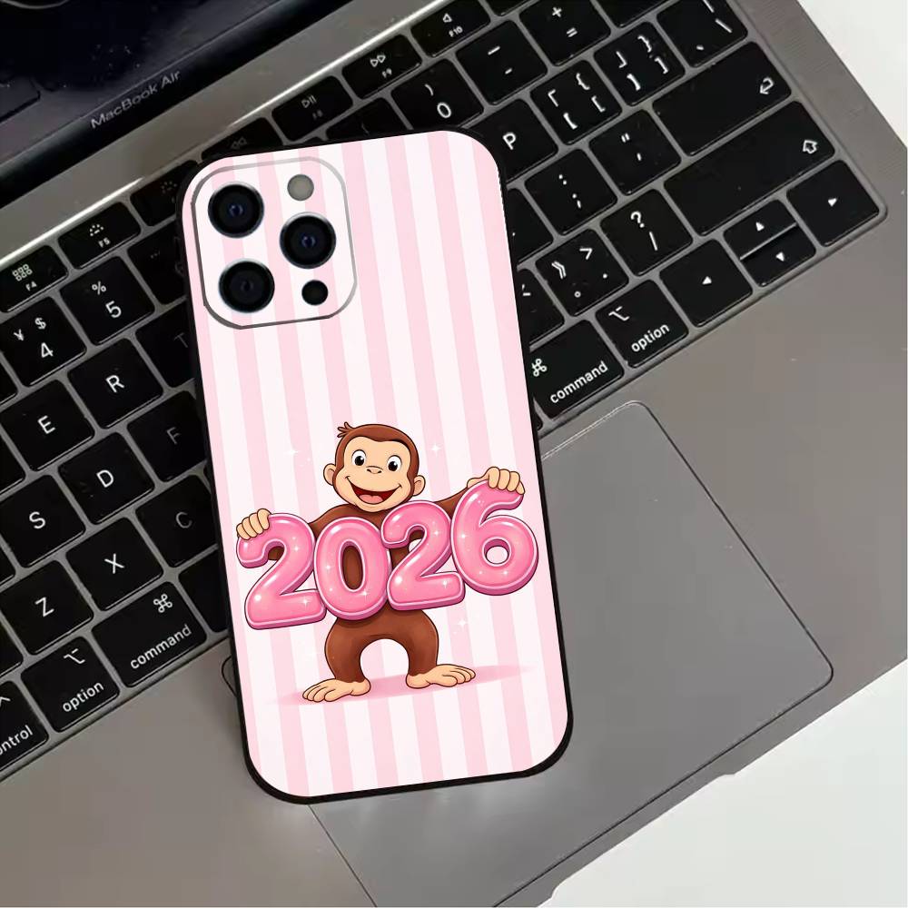 Mokey C-Curious G-Georges Phone Case For iPhone 17,16,15,14,13,12,11 Plus,Pro Max,XS,Soft Silicone Black Cover