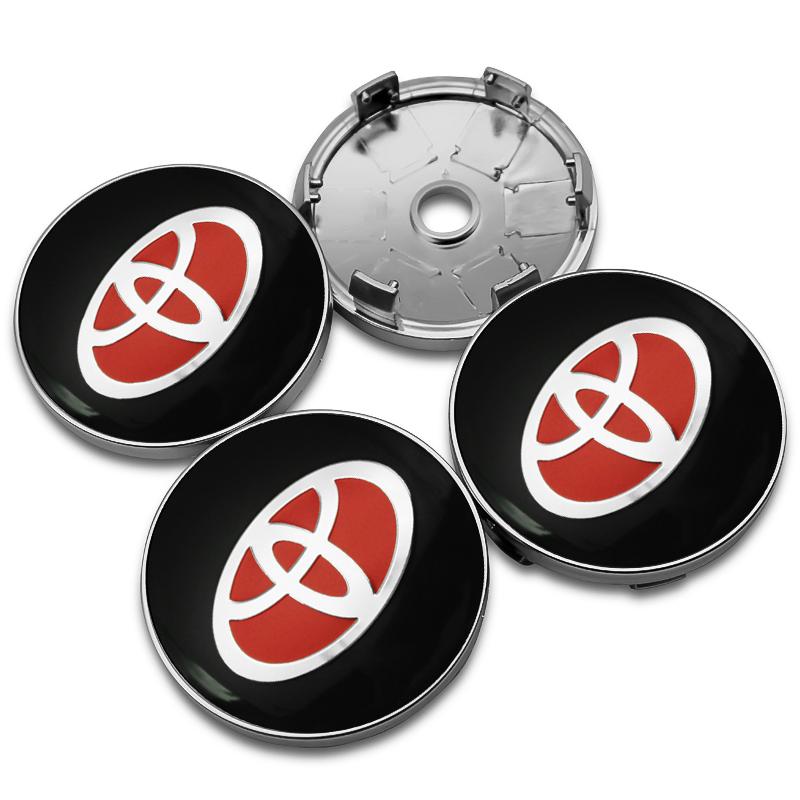 4 Stück 56+60mm Auto Radnaben-Plaketten Aufkleber Mittelkappen Felgenabdeckung Auto Zubehör Für Toyota Prado Yaris Hilux Verso Fortuner Supra