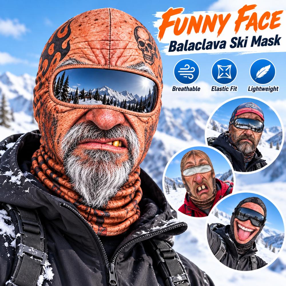 White Mustache Old Man Balaclava Face Mask Funny Ski Mask  Outdoor/Cycling/Pranks/Party