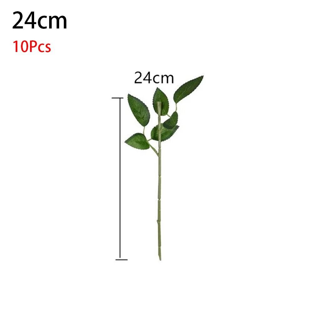 10Pcs Home Decor Flowers Stick Rod with Artificial Leaves Rose Flowers Head Decoration