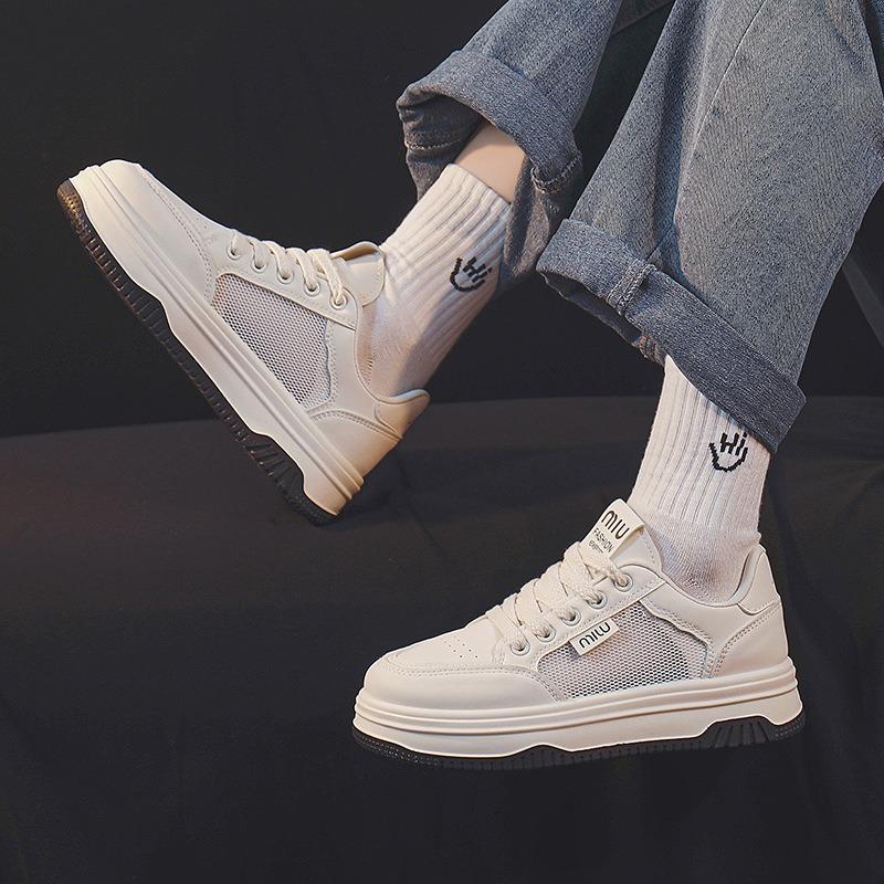 Breathable women's board shoes summer new thick-soled heightening shoes hollow mesh shoes white shoes