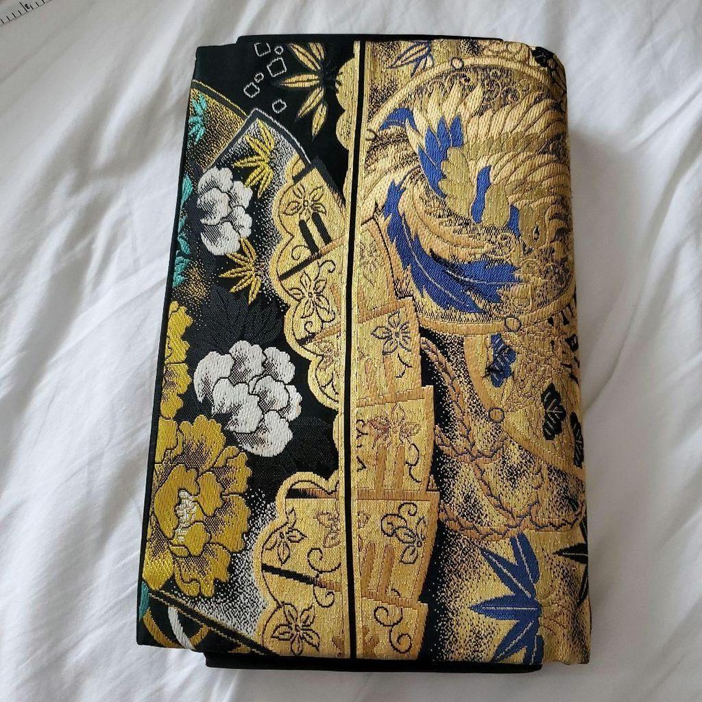 Used Nagoya Obi Phoenix Peony Shochiku Plum Chrysanthemum Arabesque Gold Thread Antique Vintage