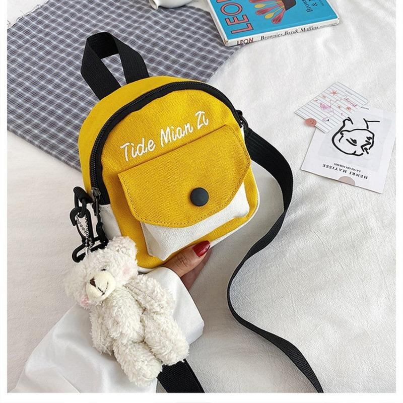 Women's Bag, New Small Square Bag, Fashionable Splicing Canvas Portable Messenger Bag