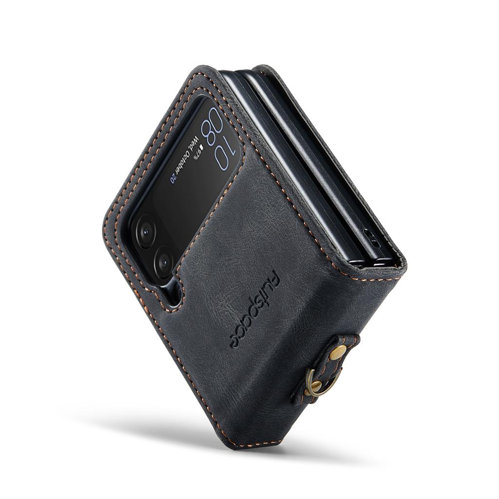 Antypoślizgowa skórzana składana obudowa Funda do Samsung Galaxy Z Flip4 Flip 4 5g Zflip4 Matowa, precyzyjna obudowa z wycięciem