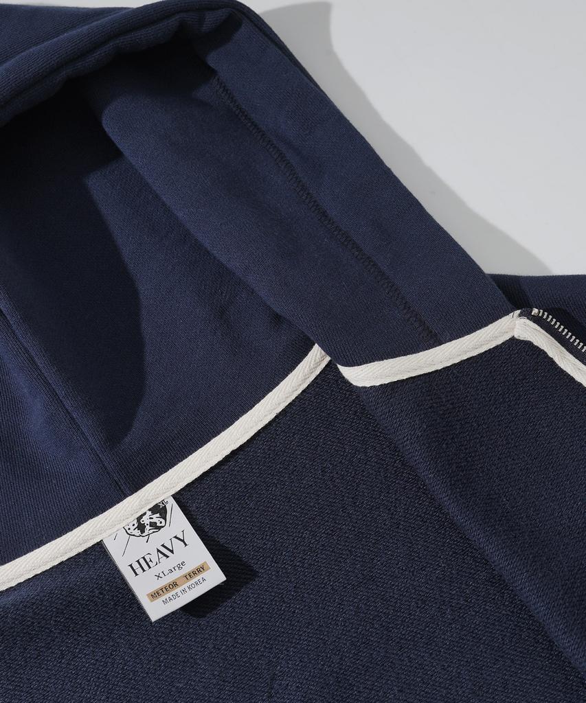 Fp142 Meteor Heavyweight Crumble Zip-Up Hoodie Navy Sjhd1392