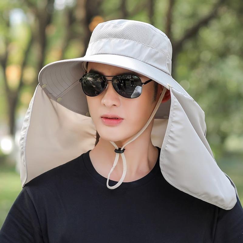 Sunscreen Hat Men's Summer Sun Hat Fishing Hat Big Brim Face Covering Bucket Hat Anti-purple Line Sun Hat