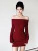 Schmales rotes One-Shoulder-Kleid für Frühling/Herbst: Sexy & figurbetont