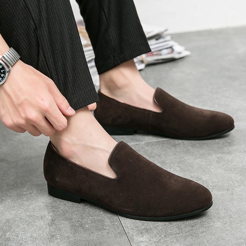 Large size leather shoes British matte leather breathable sailing shoes casual beanie shoes