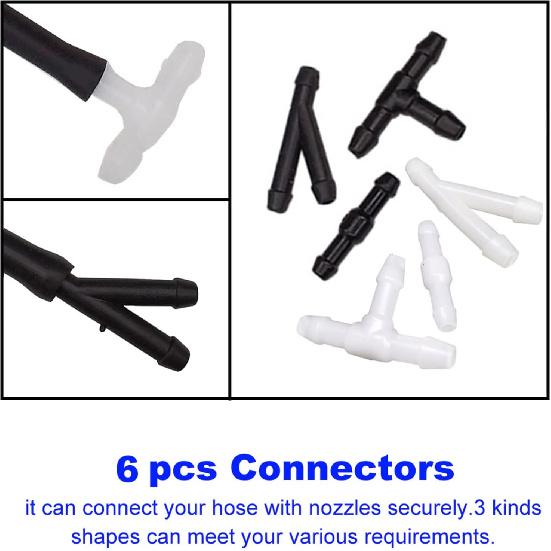 Windshield Washer Nozzles Kit for Jeep Grand Cherokee, Chevy Malibu, Pontiac G6, Saturn Aura | Includes 3M Fluid Hose & 6 Connectors | Replaces OEM #