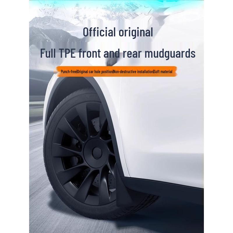 Tesla Model Y/3 Refresh Punch-Free TPE Mudguards - Front & Rear