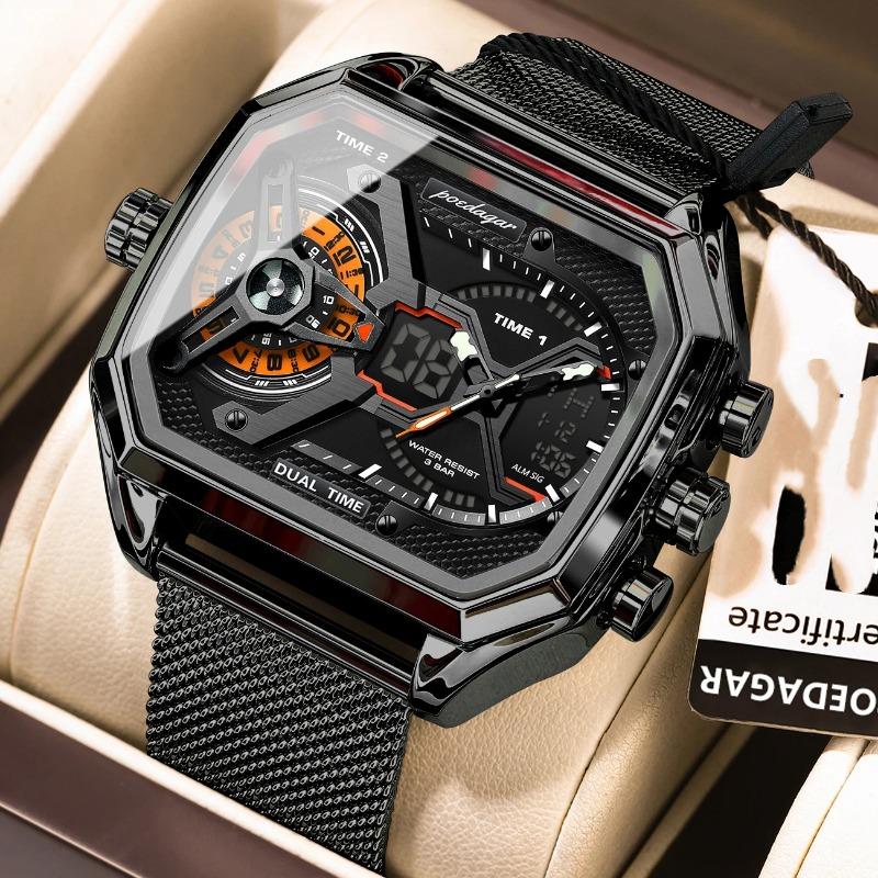 Top Brand Men's Fashion Watch Explosive Three-Movement Electronic Watch Multi-Function Sports Wristwatch