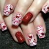 24 Pcs Valentines Day Stick On Nail Short Square Press On Nail Heart Acrylic Nail Glittering Full Cover Artificial Nail