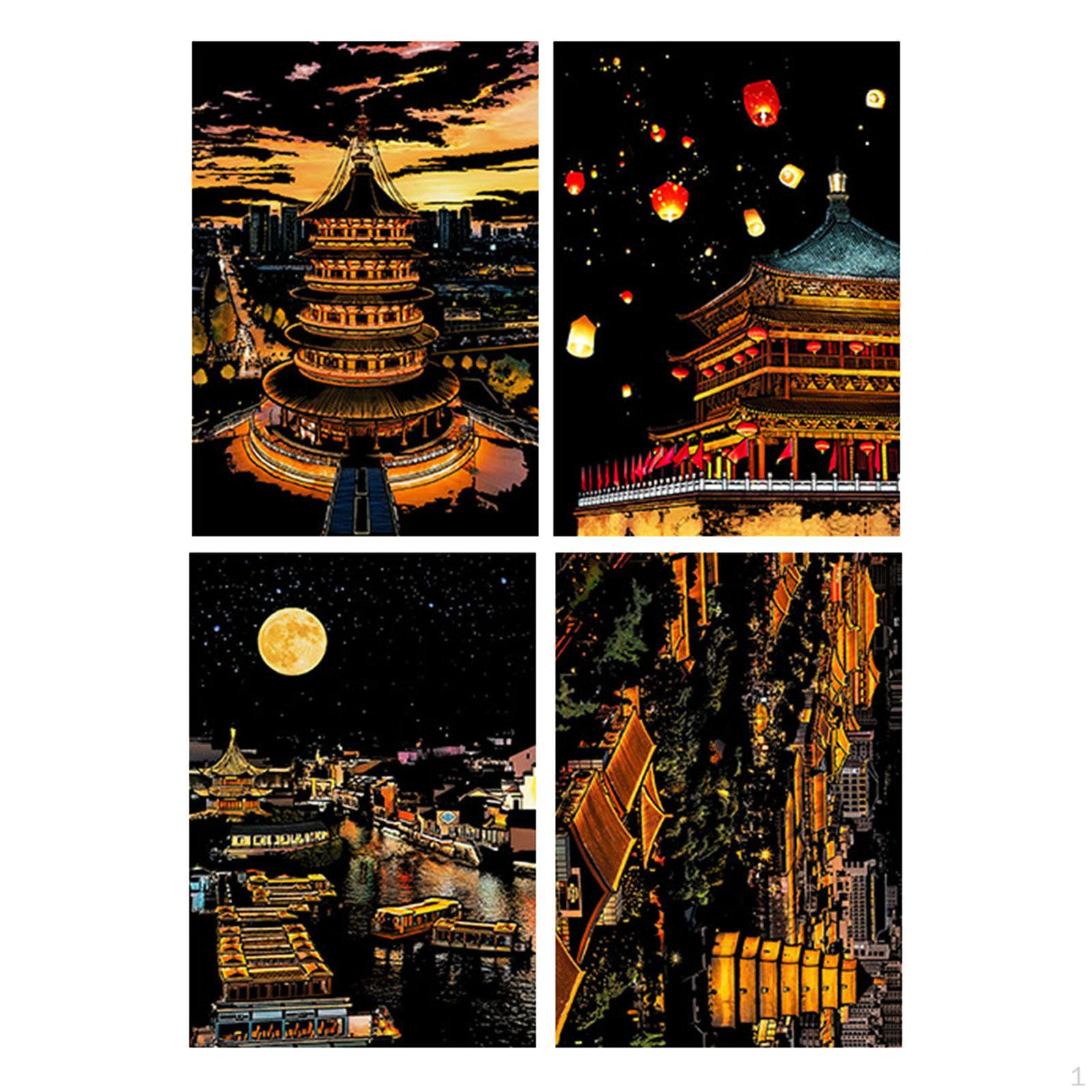 

4 шт. Набор для рисования на бумаге для рисования для детей, черные листы с деревянными досками Style C