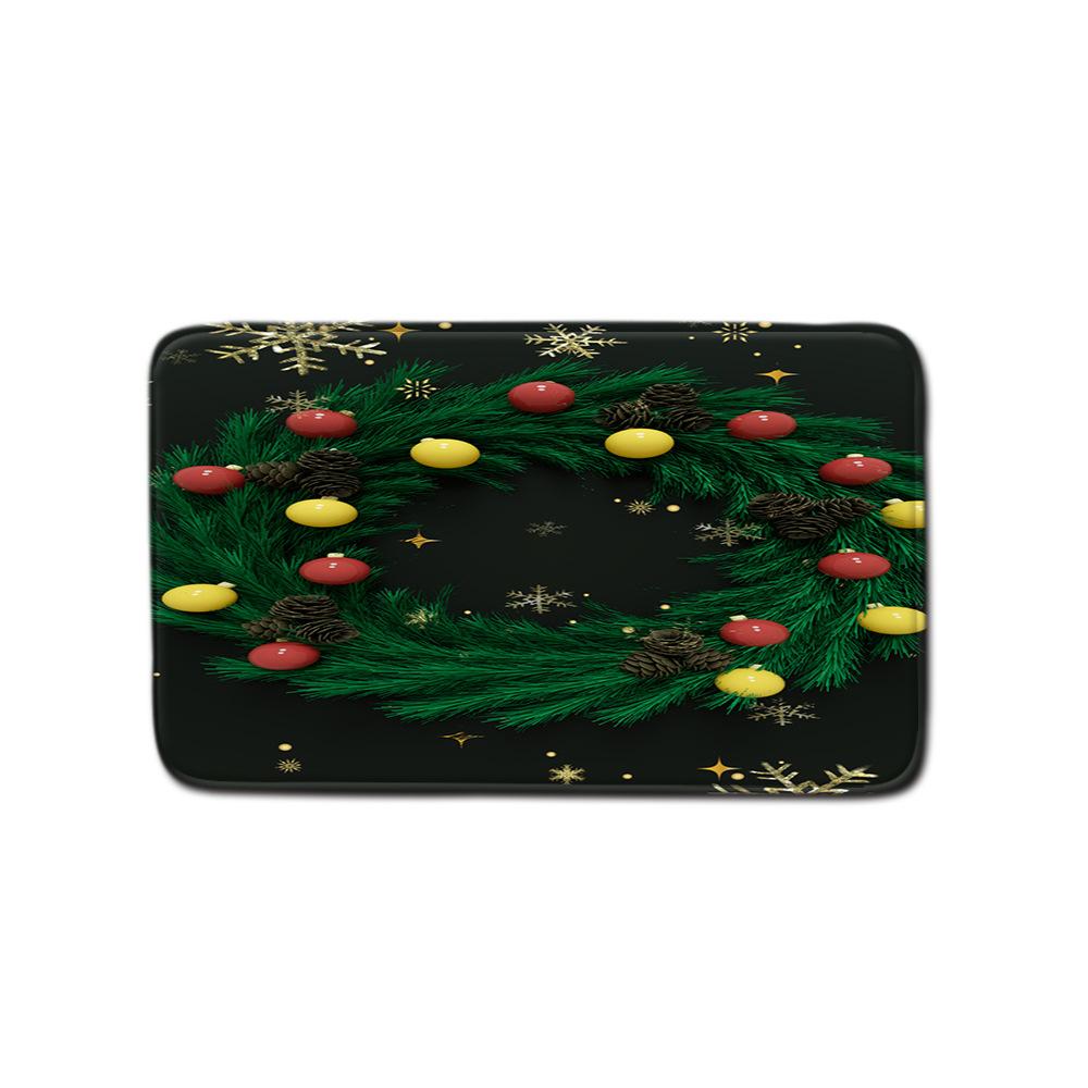 Christmas Shower Curtain Floor Mat Combination Four-Piece Set Bathroom Toilet Carpet Shower Room Mat Foot Mat