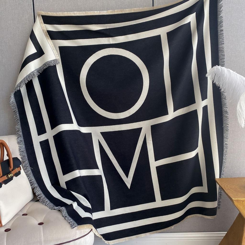 Scarf Ladies Imitation Cashmere Shawl Travel Decoration Square Scarf Letter Mo Air Conditioning Warm Cloak Thickened Scarf