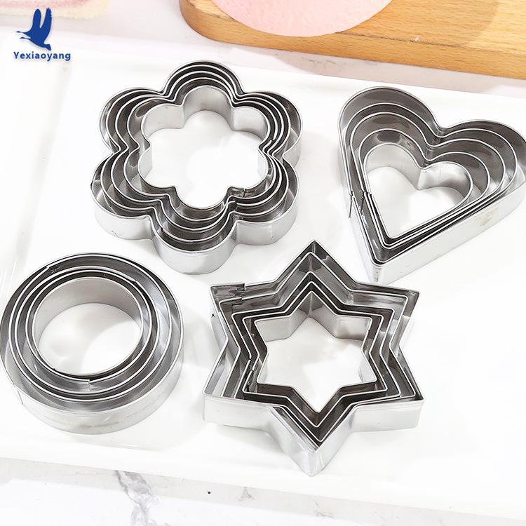 Heart Star 12-Piece Stainless Steel Cake & Cookie Cutter Mold Set