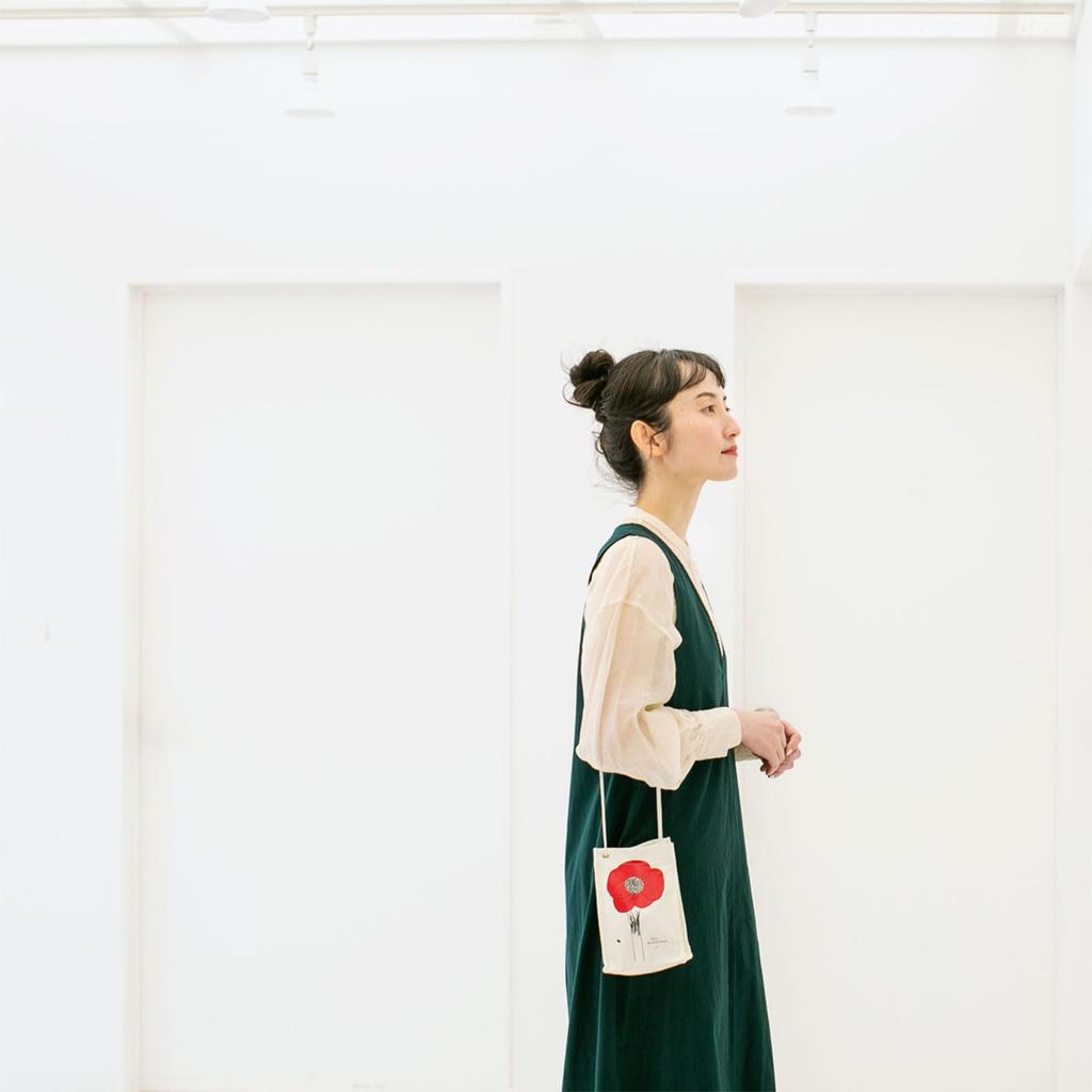 Hobonichi Drawer Pouch Hanging by Ichiro Yamaguchi HANA AKA Red Floral Cotton Storage Organizer Bag 185x122x70mm Japan