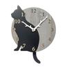 Black Cat Wall Clock with Pendulum, Natural Wood Design, Stylish Cat Lover's Gift, Cat Motif, Nordic Style Interior, Cute Accessory with Wagging Tail