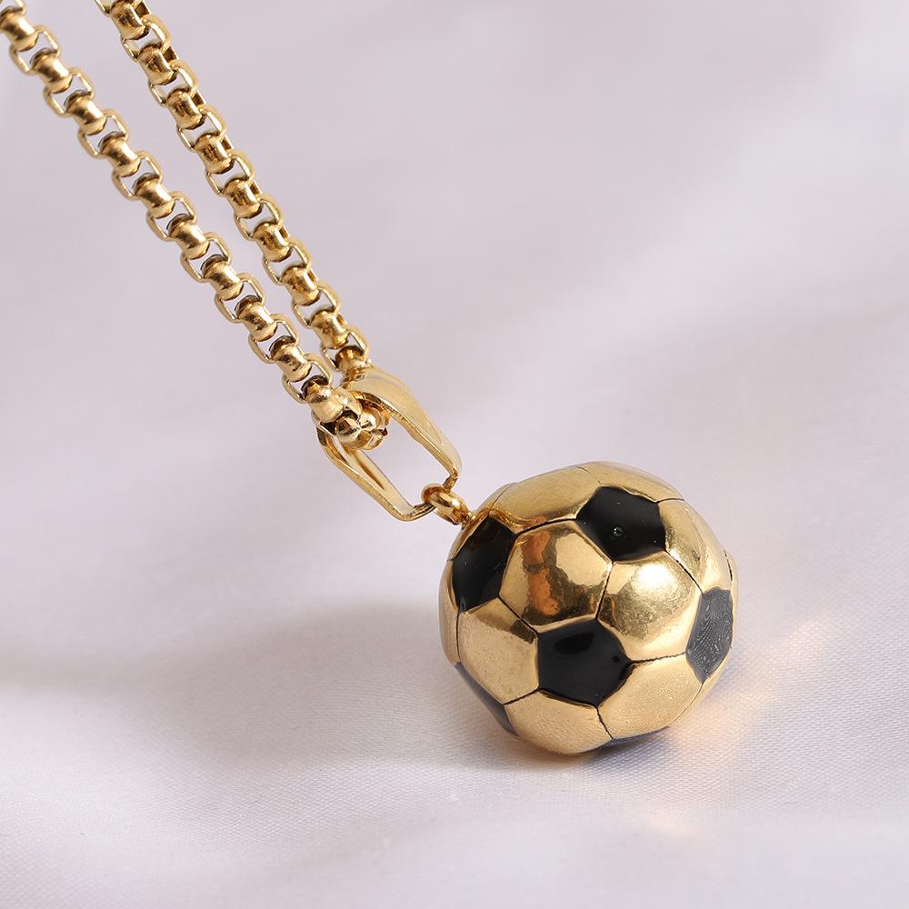 316L Stainless Steel Football Pendant Chain Necklace For Men Boy Jewelry Soccer Accessories Charm Gift