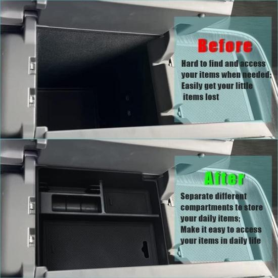 Center Console Organizer Tray Armrest Storage Middle Console Tray V2 Black