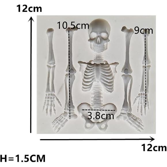Skull Silicone Fondant Cake Mold, Halloween skeleton Chocolate Mold Kitchen Baking Mold Cake Decorating Moulds Gummy Sugarcraft Mold Chocolate Candy