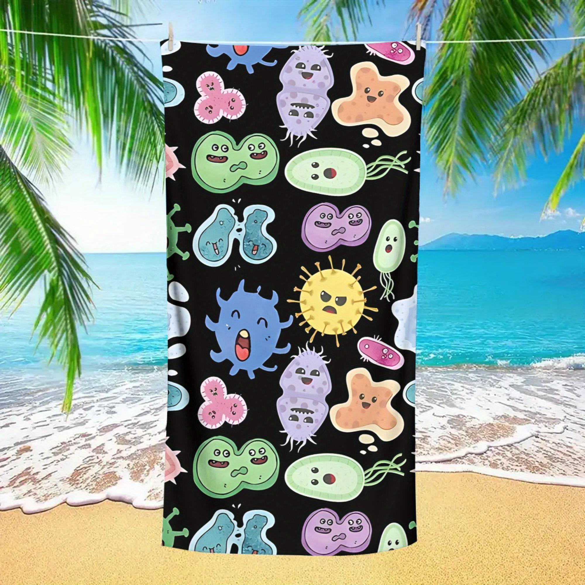 Cute Microbes Bacteria Virus Microbiology Beach Towel, Quick-Dry Soft Microfiber for Travel Beach Fun W40*H60(CM)