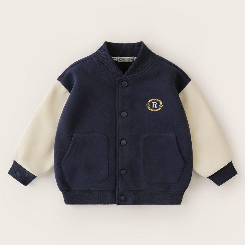 Boys  Baseball Jacket for Spring and Autumn, Children s Outerwear, 2026 New Spring and Autumn Style Children s Clothing Navy blue 140cm
