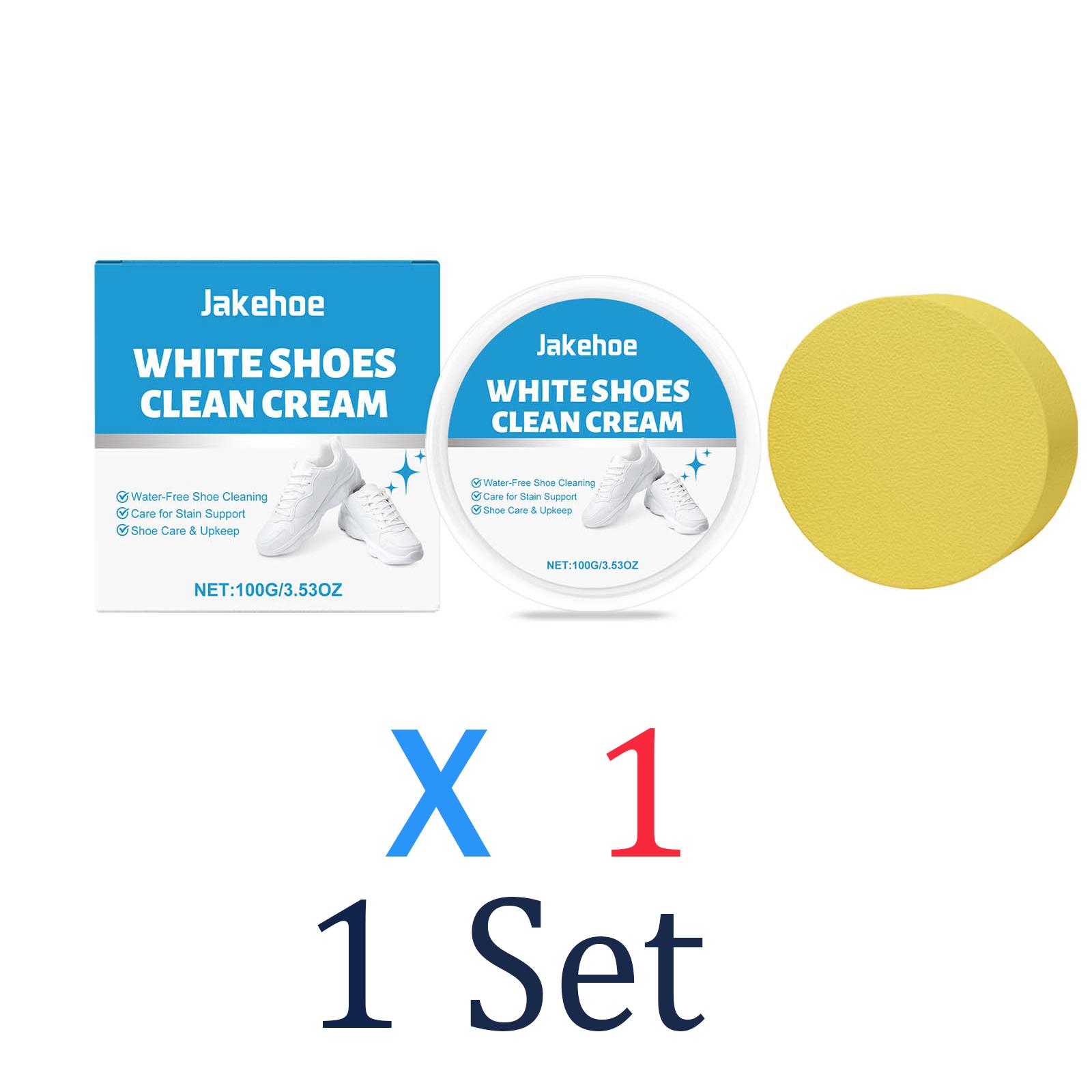 Professional White Shoe Cleaner Yellowing Remover Cream Waterless Sneaker Cleaning Kit Leather Polish Paste Shoe Care Tool 100g 1 Set