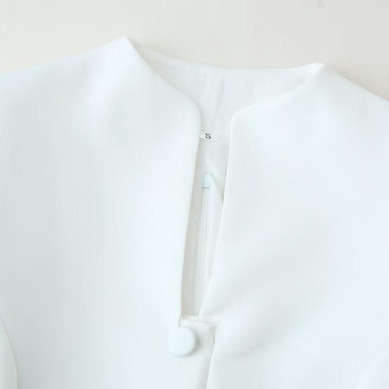 2025 Winter European Style Waist-Cinching Dress with Stand Collar & Button Details