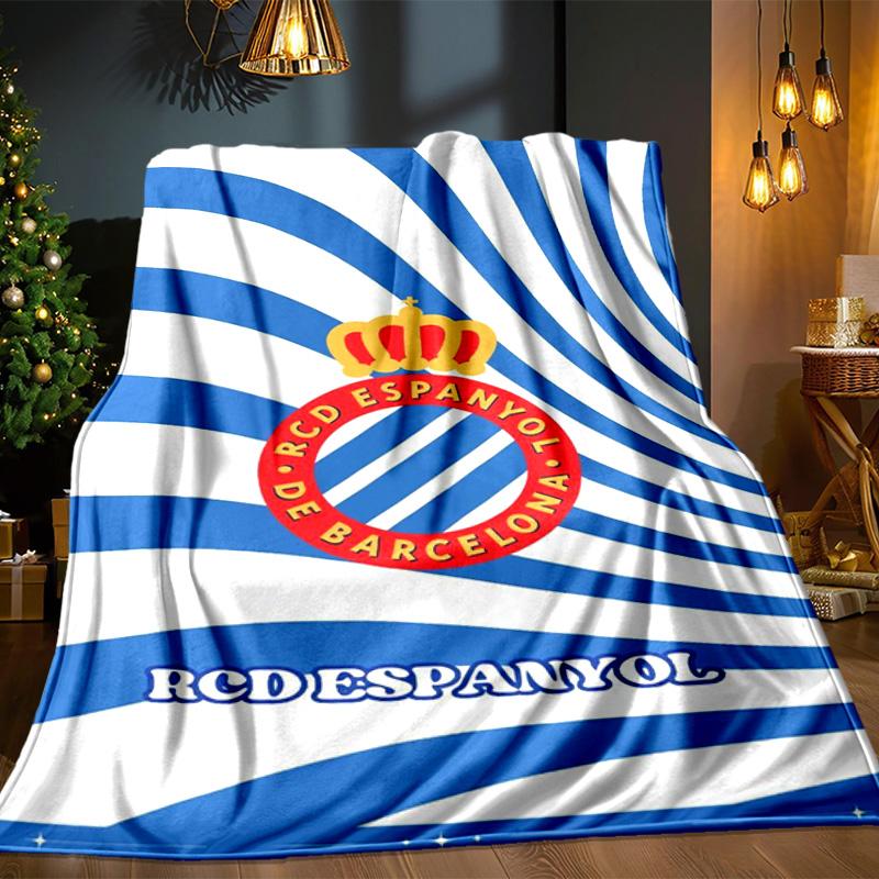 Real Sociedad Logo Ontwerp Deken Outdoor Flanellen Deken voor Kamperen, Wandelen, Tuinfeesten, Picknick Benodigdheden, cadeau voor familie en vrienden