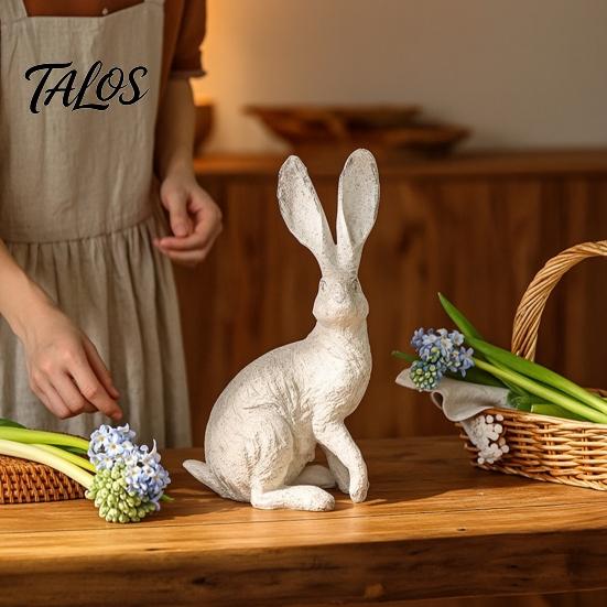 Outdoor Resin Sculpture Bunny Decor, Garden Yard Rabbit Statue Decorations, Easter Bronze Farmhouse Distressed Figurines, Spring Statues Home