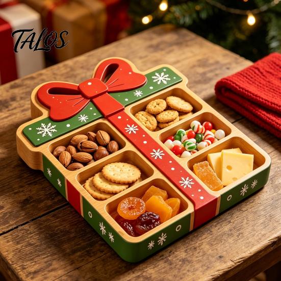 Party Supplies for Home Office Christmas Snack Serving Tray, Divided Holiday Appetizer Platter, Cute Snowman/Tree/Penguin/Cow Shaped Seasonal