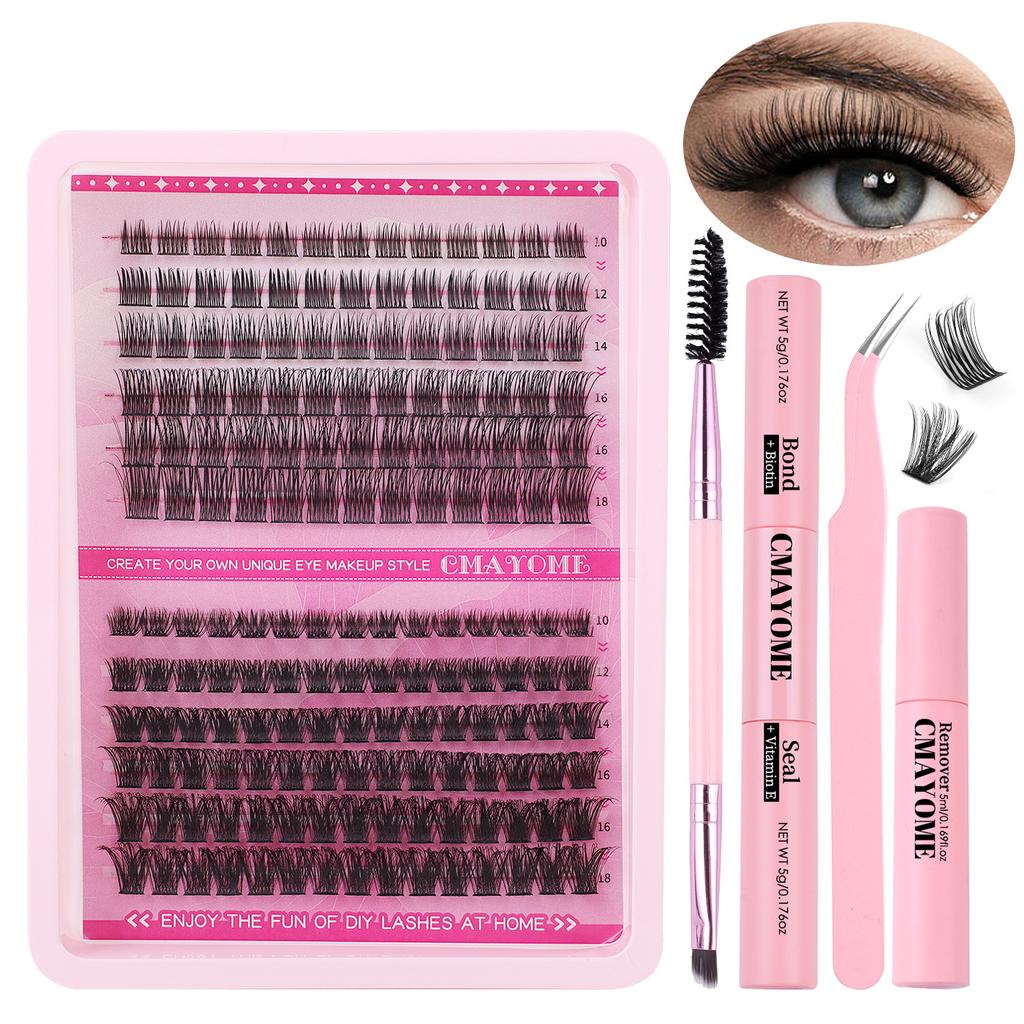 Thick False Eyelashes 10-18Mm Single Tuft Hair With Eyelash Glue Set