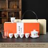 Dehua White Porcelain Kung Fu Tea Set, a full set of three talents cover bowl glass male cup gift box gift souvenir