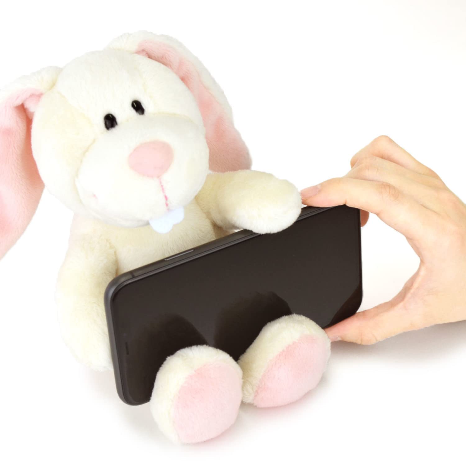 

NICI Rabbit Mobile Plush Fluffy W12xD16xH23cm Stand, German-made, Toy, Gift, Animal, Rabbit, Smartphone/Mobile Stand, White, белый