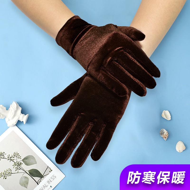 1 Pair Women Fall Winter Gloves Velvet Five Fingers Solid Color Shopping Guide Gloves Thick Non-Slip Warm Windproof Prom Party Jewelry Shop Sales KTB