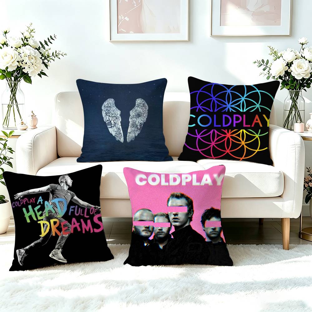 c-Coldplay MUSIC Square Double-Sided printed Pillow Case Bedroom Bedside Pillow Sofa Cushion Cover