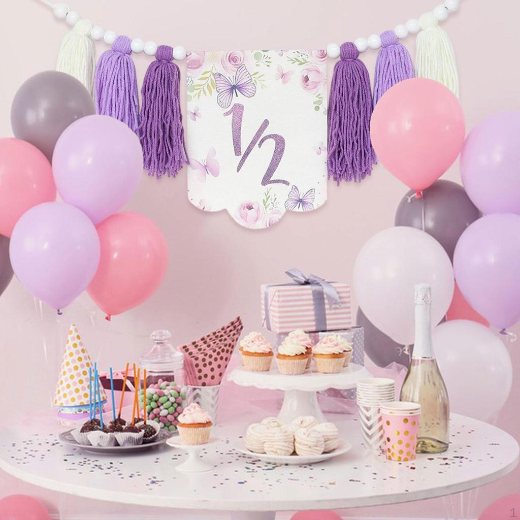 1/2 Birthday High Chair Banner Party Decor Creative Yarn Tassel Garland for Gift Kids