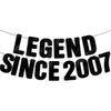 Pre-Strung Legend Since 2007 - Black Glitter Banner, 18th Birthday Decorations for Boys & Girls, Funny 18th Decor Bday Sign Gifts