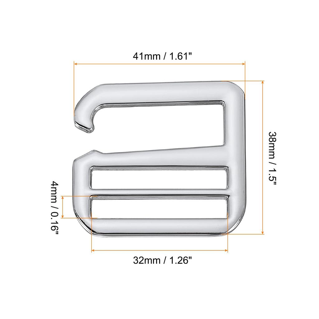 10pcs Metal G Hook Webbing Buckles for Backpack Strap Webbing Adjustable Flat Slide Buckles Silver [uxcell] 38mm/1.5" Tri-Glide