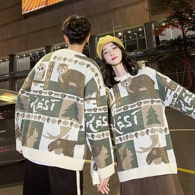 Suéter Engrosado de Invierno Nueva Versión Coreana Estilo Perezoso Ropa Nueva de Navidad para Pareja