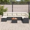 9 Piece Garden Sofa Set with Cushions Black Poly Rattan
